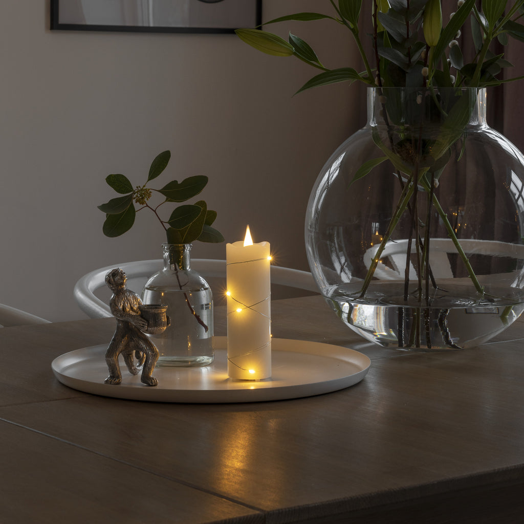 LED-kubbelys ekte voks hvit varmhvit 12,7 cm med timer bakside