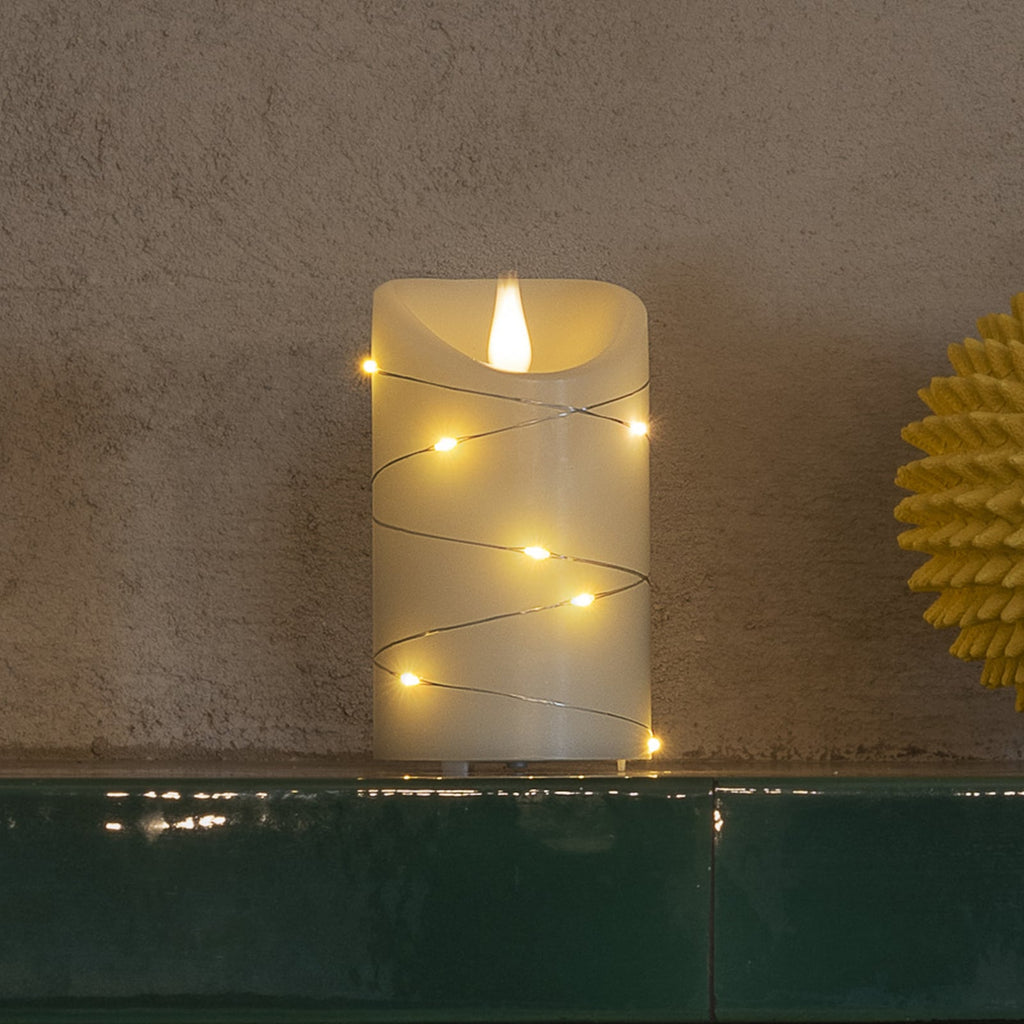 LED-kubbelys ekte voks hvit varmhvit 15,2 cm med timer forfra