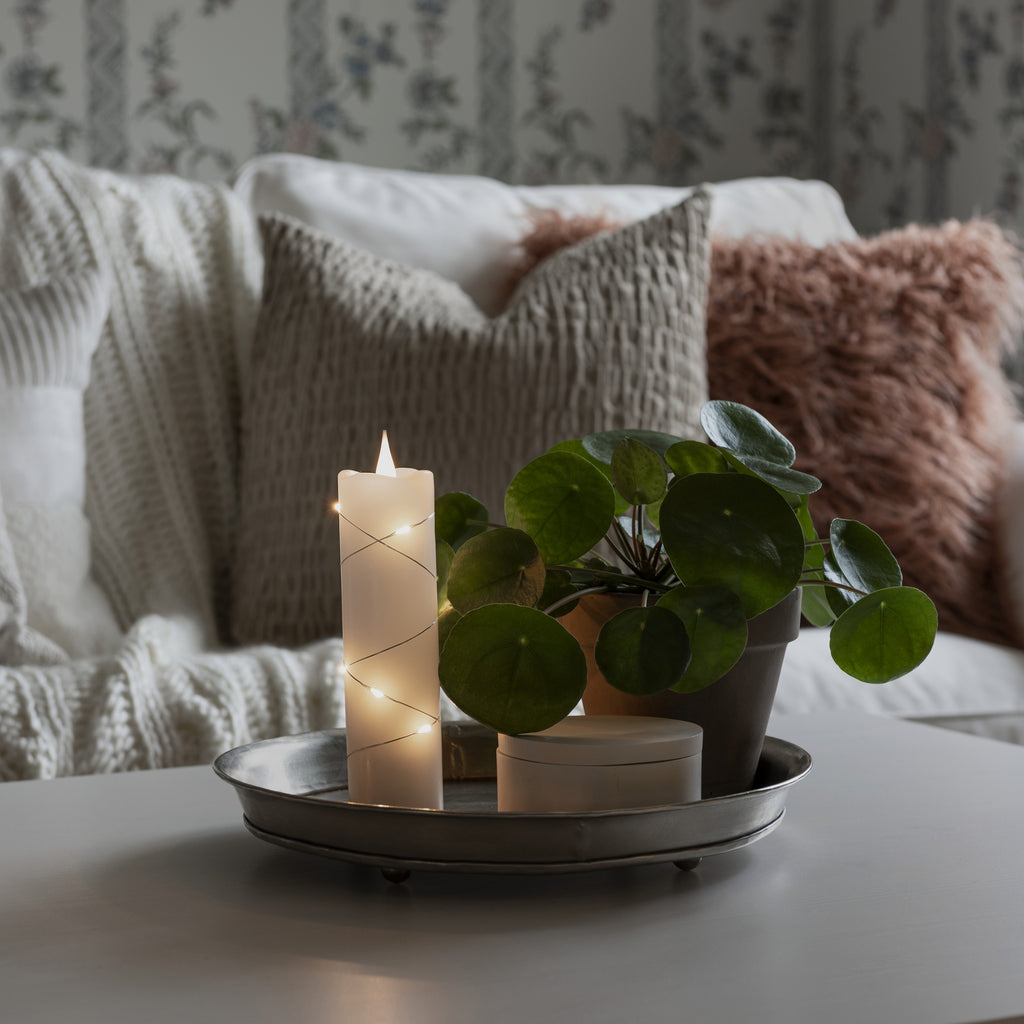 LED-kubbelys ekte voks hvit varmhvit 15,2 cm med timer timerfunksjon