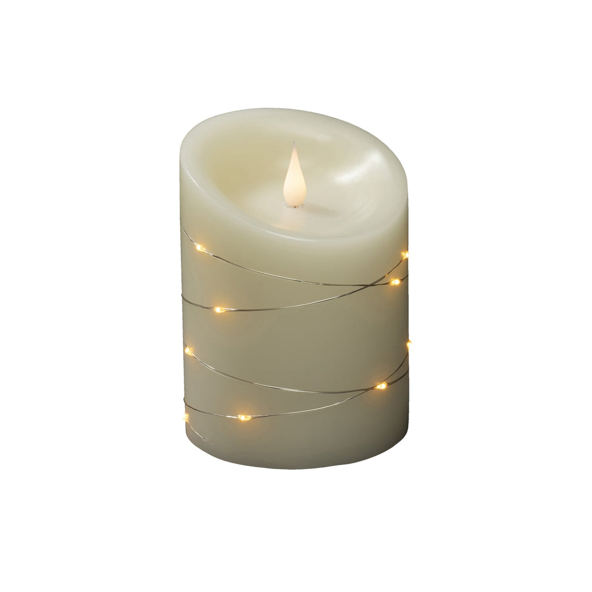LED-kubbelys ekte voks krem ravfarget lys h. 14 cm bakside