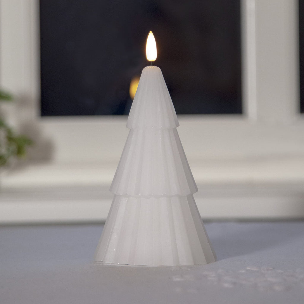 LED-kubbelys Flamme Grany hvit ekte voks forfra