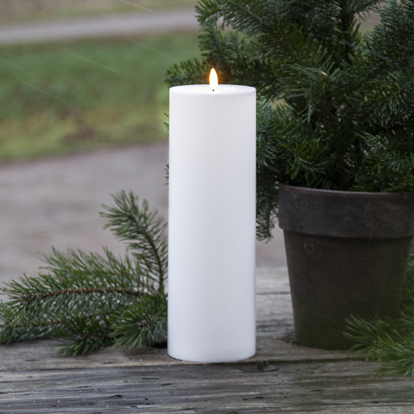 LED-kubbelys Flamme Rak hvit plast forfra