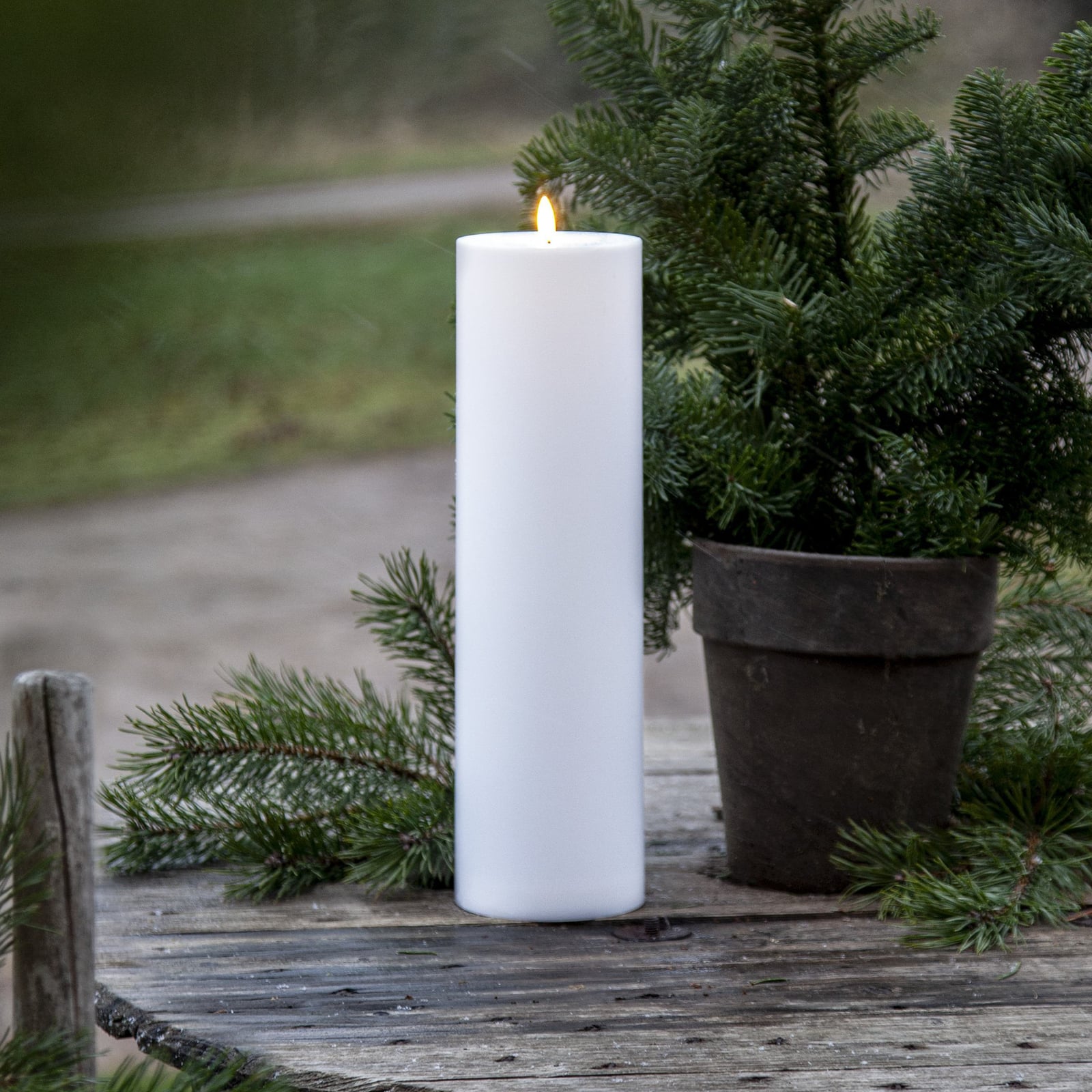 LED-kubbelys Flamme Rak hvit plast forfra