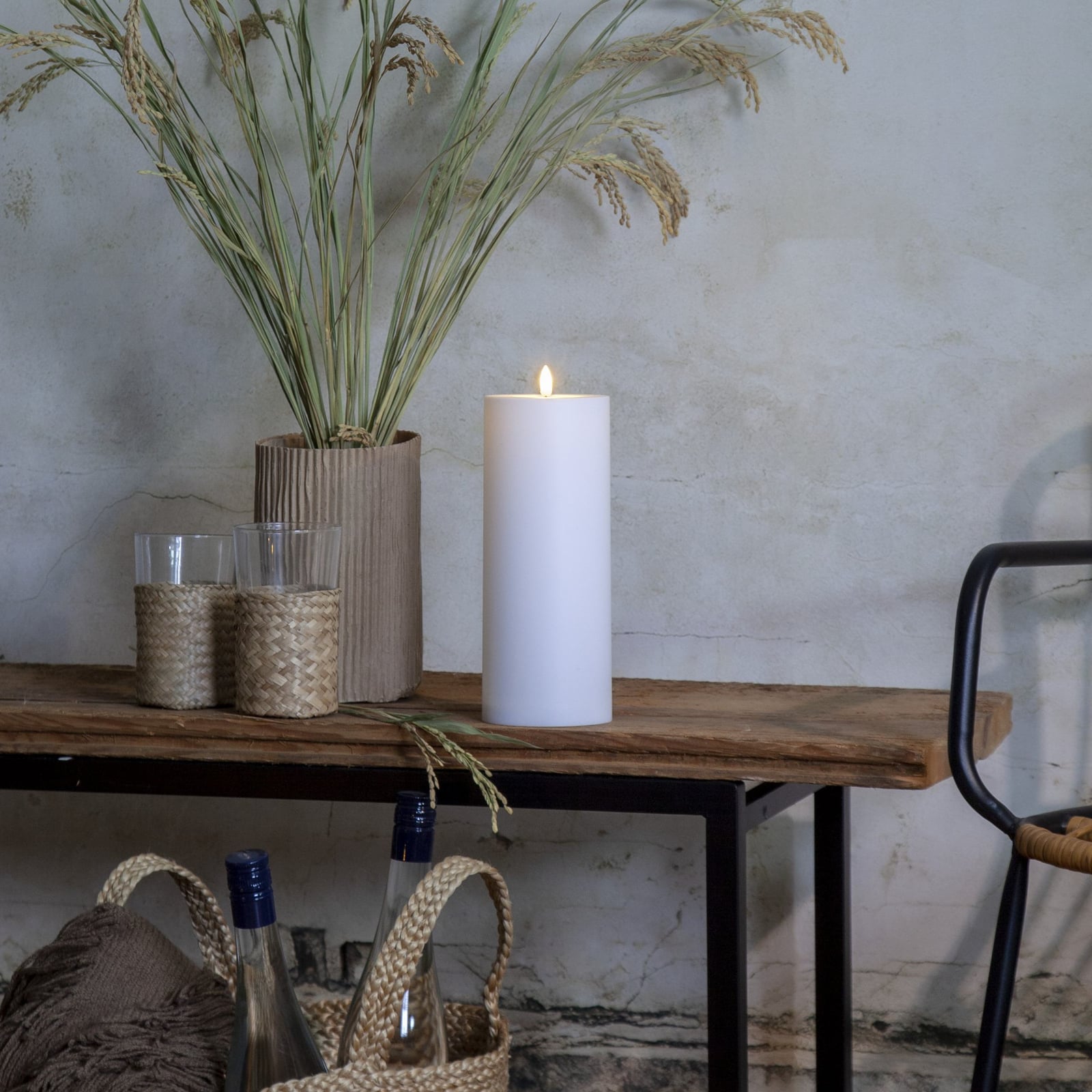 LED-kubbelys Flamme Rak hvit plast bakside