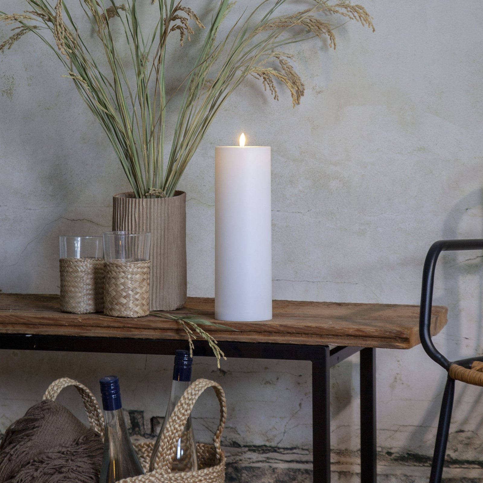 LED-kubbelys Flamme Rak hvit plast bakside