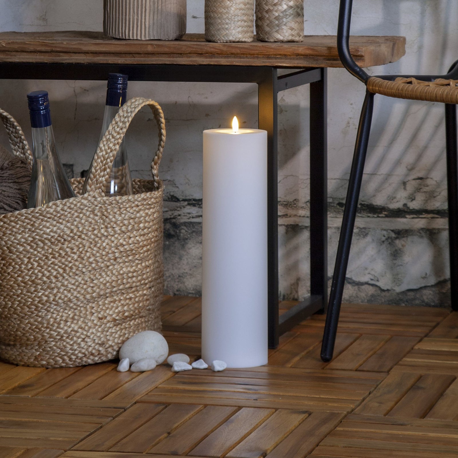 LED-kubbelys Flamme Rak hvit plast bakside