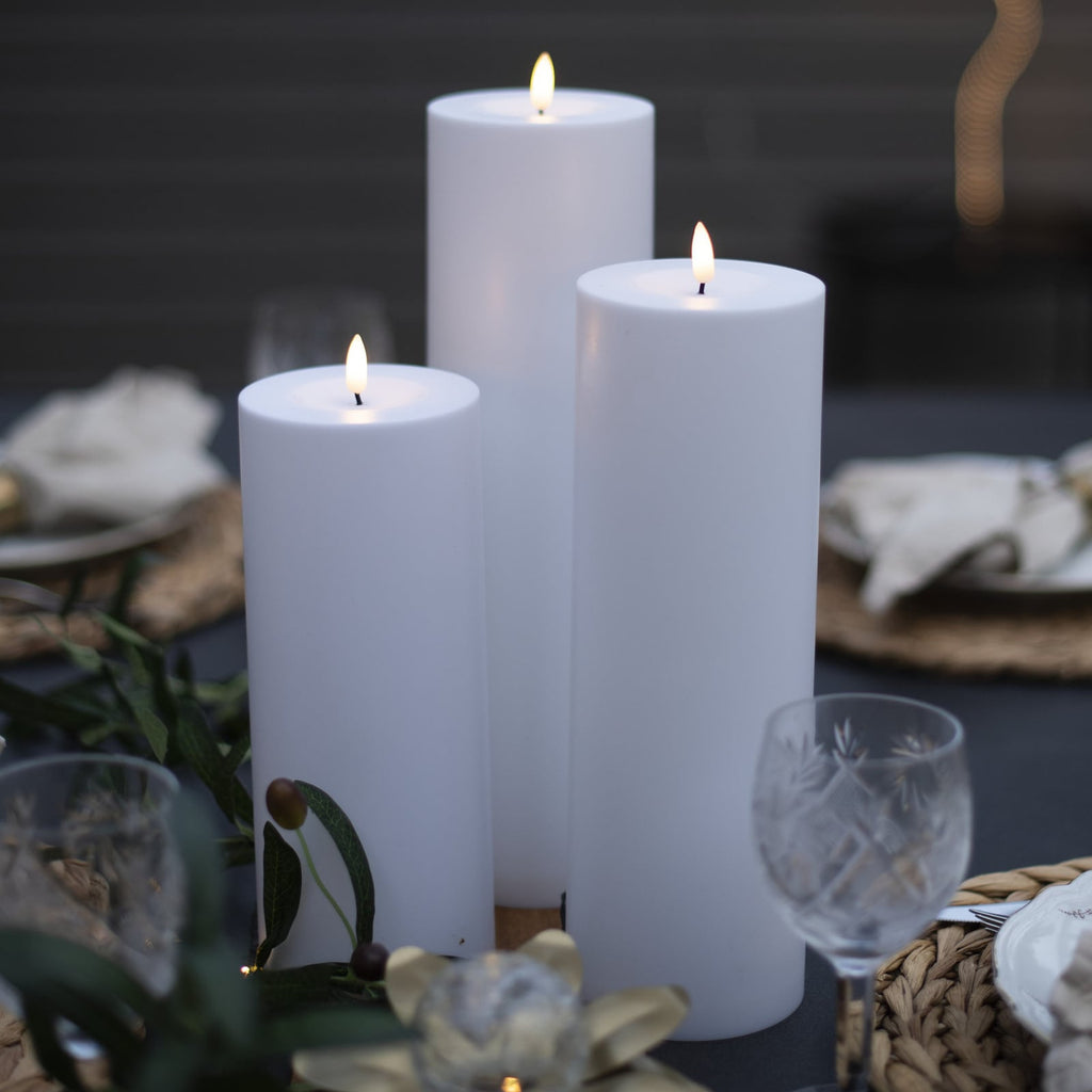 LED-kubbelys Flamme Rak hvit plast med sensorkontroll