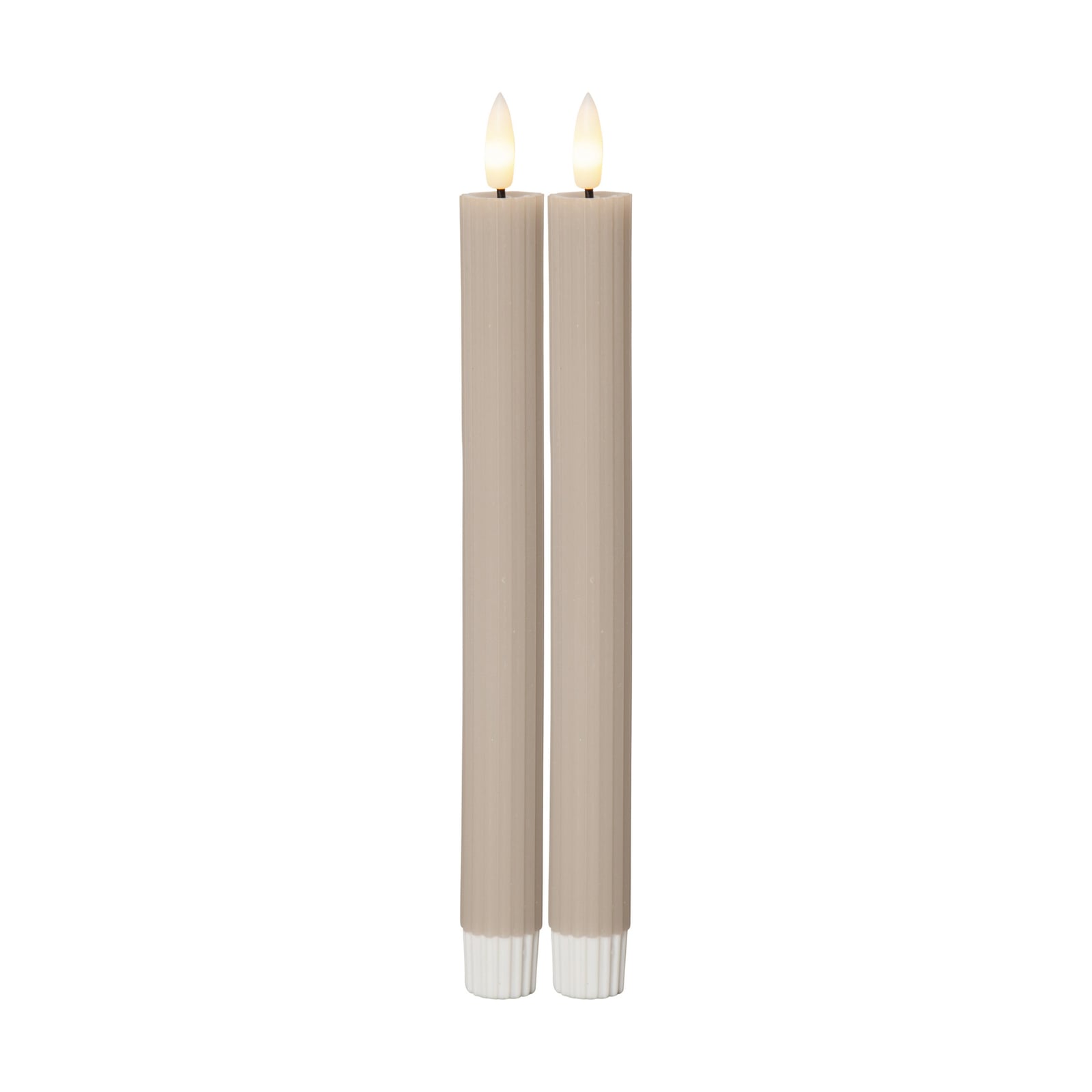 LED-kubbelys Flamme Stripe beige ekte voks 25 cm bakside
