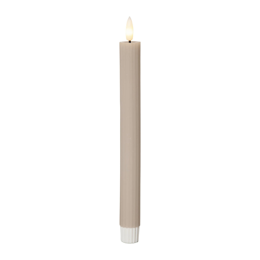 Detalj av LED-kubbelys Flamme Stripe beige ekte voks 25 cm