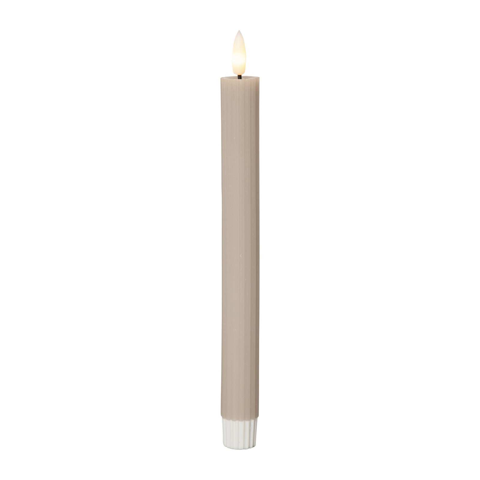 Detalj av LED-kubbelys Flamme Stripe beige ekte voks 25 cm