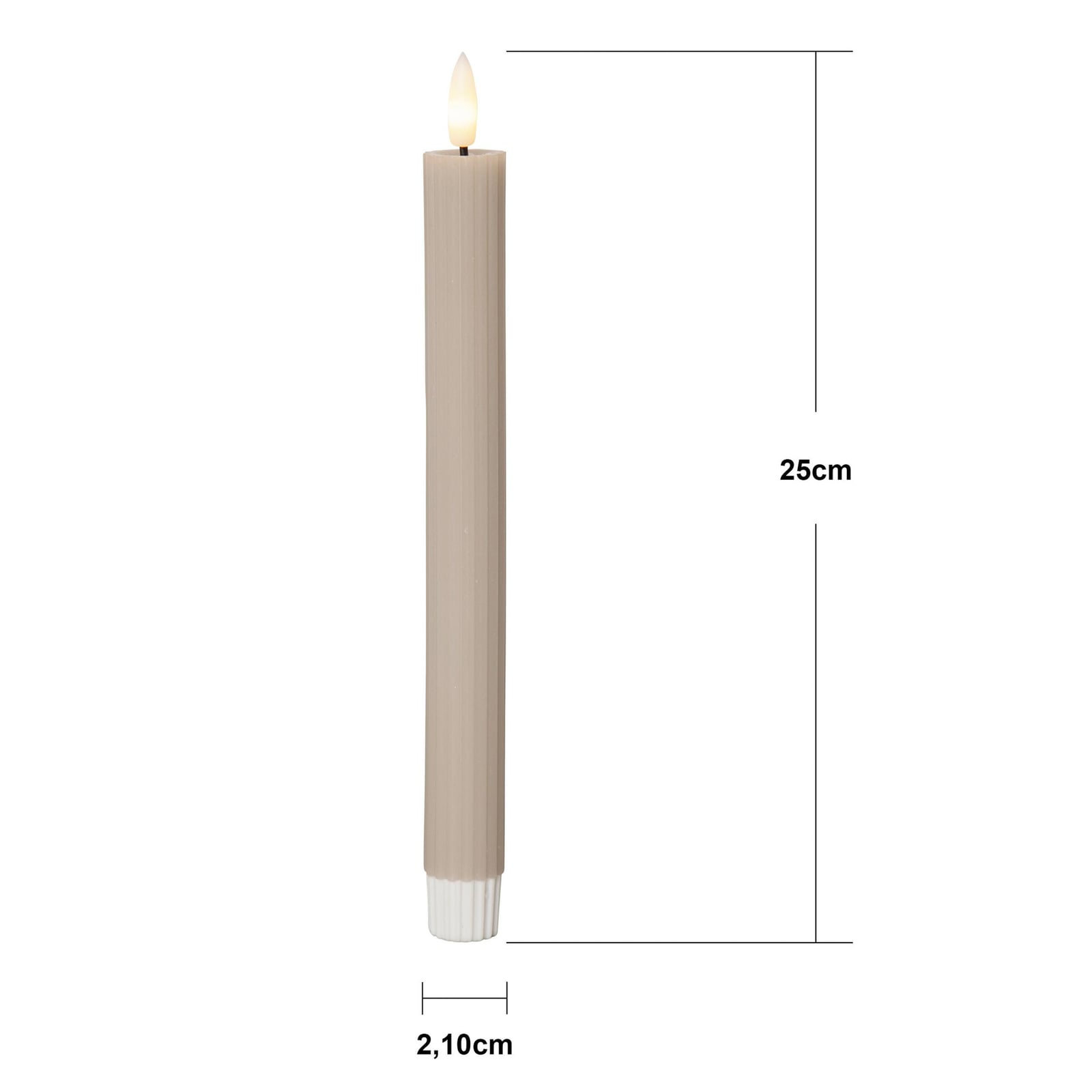 LED-kubbelys Flamme Stripe beige ekte voks 25 cm montert