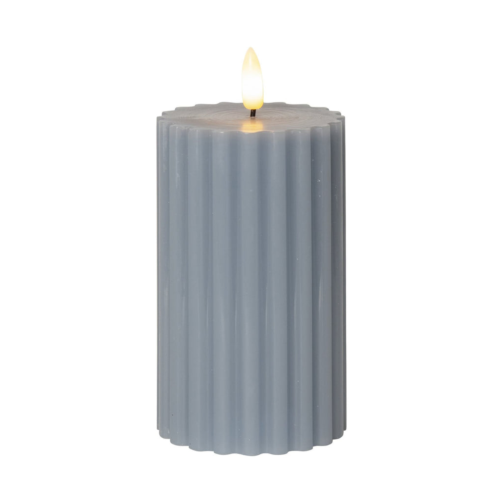 LED-kubbelys Flamme Stripe blå ekte voks bakside