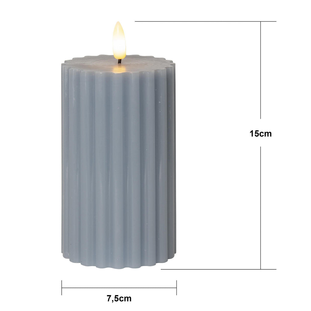 LED-kubbelys Flamme Stripe blå ekte voks detalj