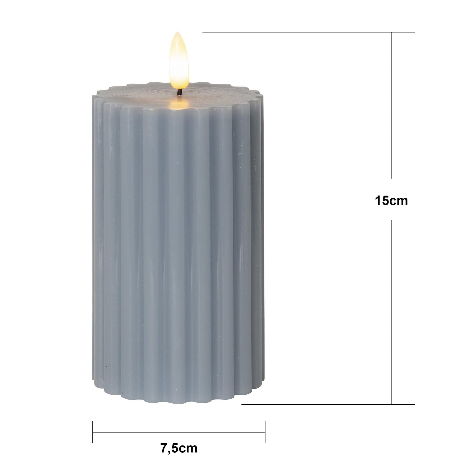 LED-kubbelys Flamme Stripe blå ekte voks detalj