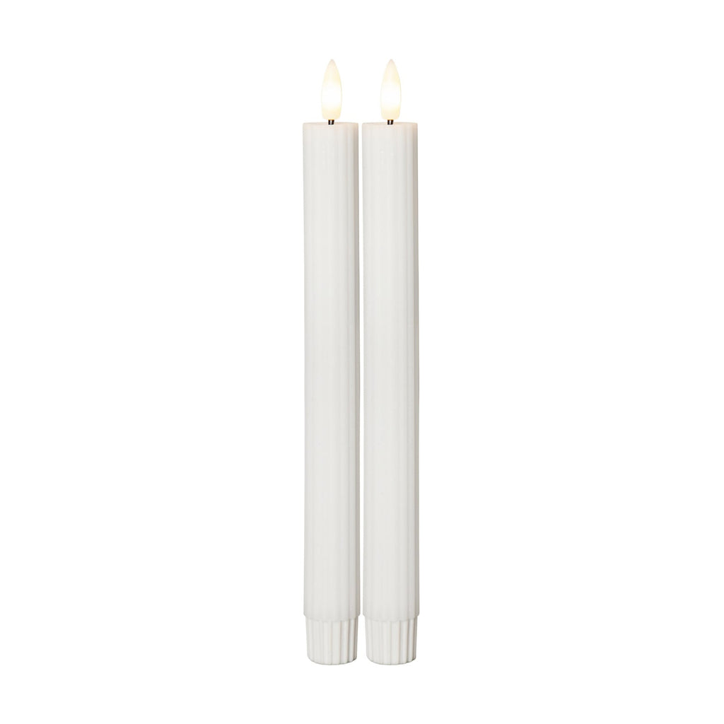 LED-kubbelys Flamme Stripe hvit 25 cm 2-pakning batteri bakside