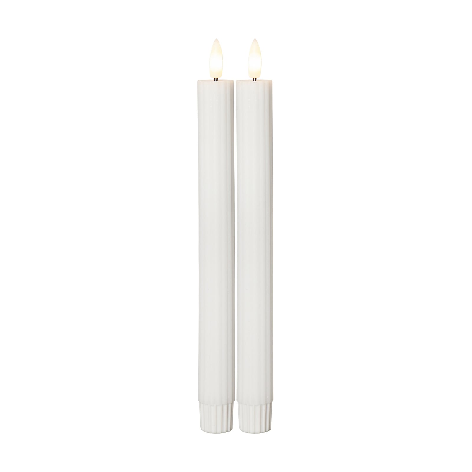 LED-kubbelys Flamme Stripe hvit 25 cm 2-pakning batteri bakside