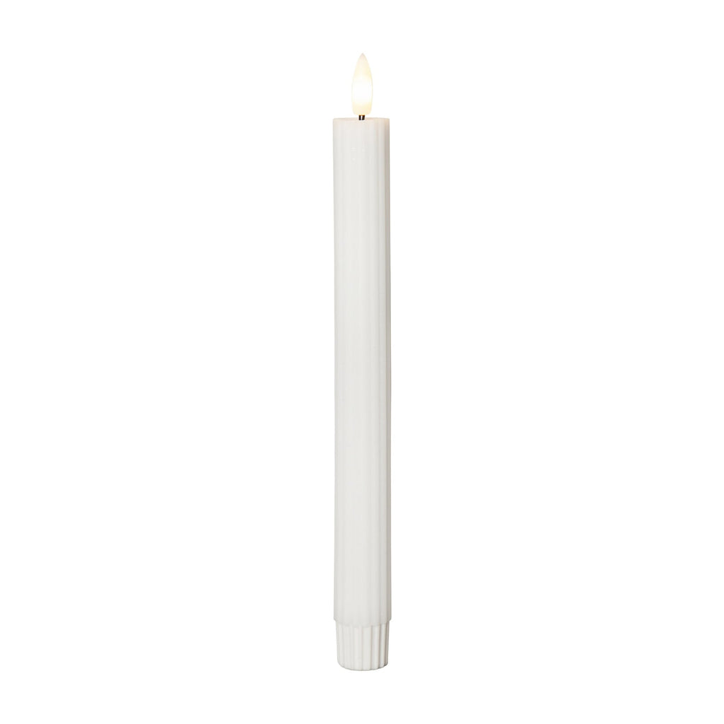 LED-kubbelys Flamme Stripe hvit 25 cm 2-pakning batteri detalj