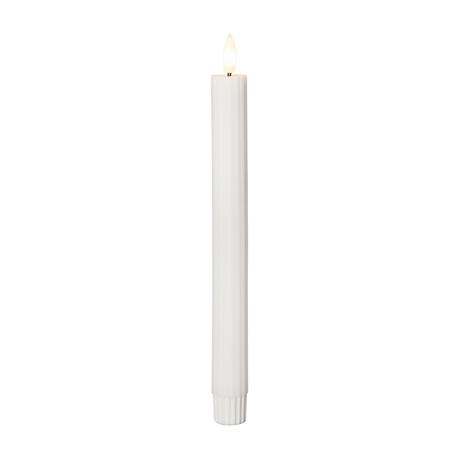 LED-kubbelys Flamme Stripe hvit 25 cm 2-pakning batteri detalj
