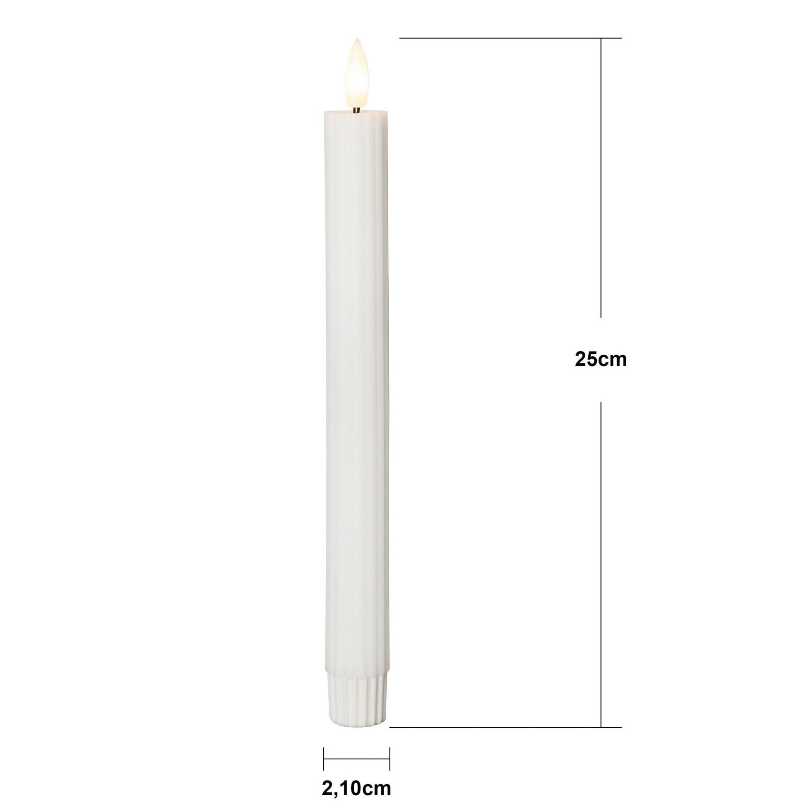LED-kubbelys Flamme Stripe hvit 25 cm 2-pakning batteri montert