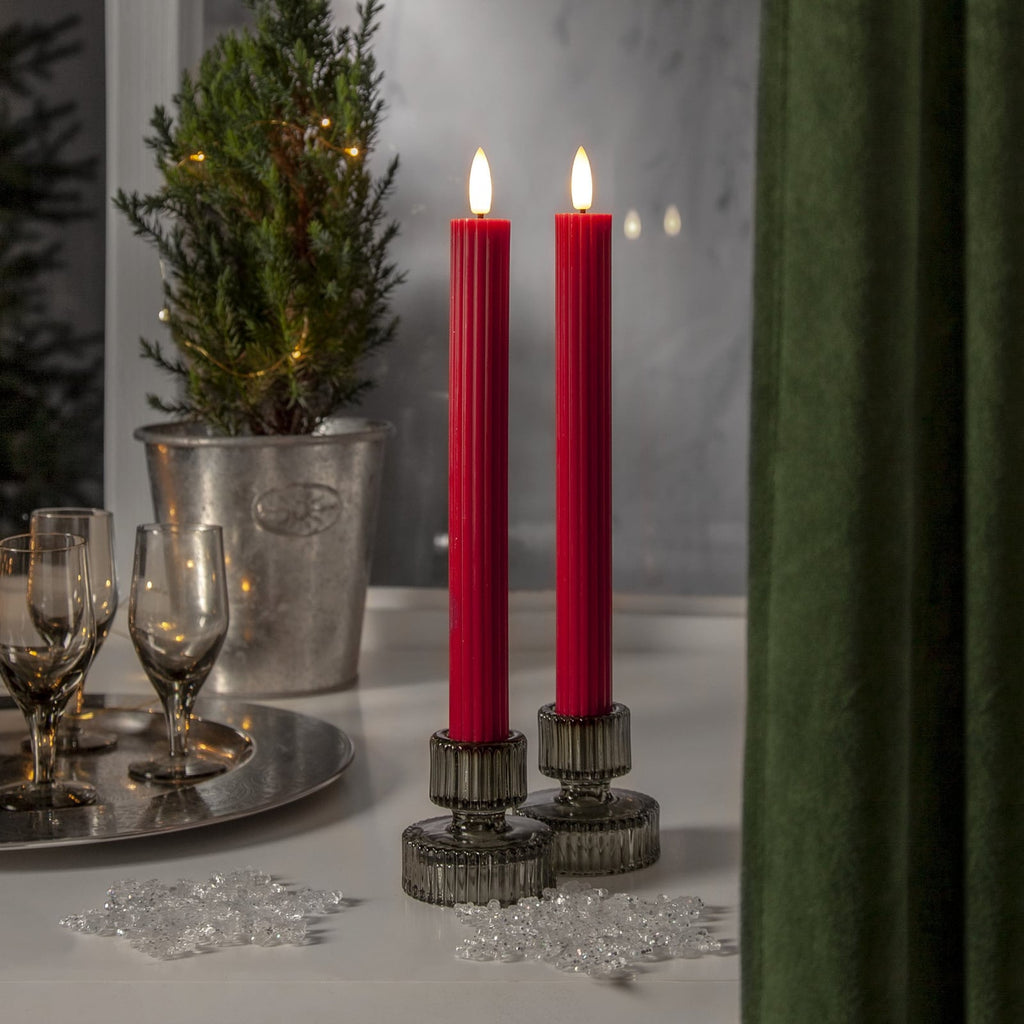 LED-kubbelys Flamme Stripe rød 25 cm bakside