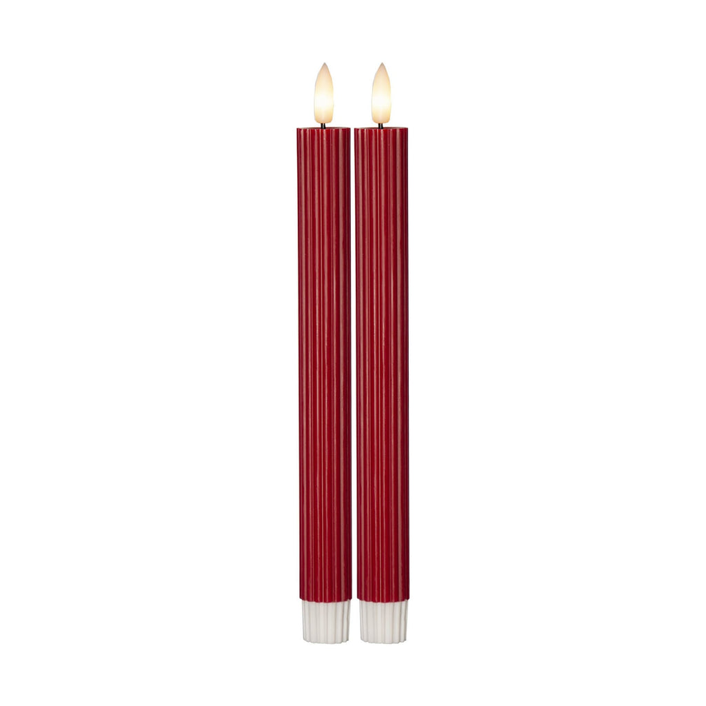 LED-kubbelys Flamme Stripe rød 25 cm detalj av voks