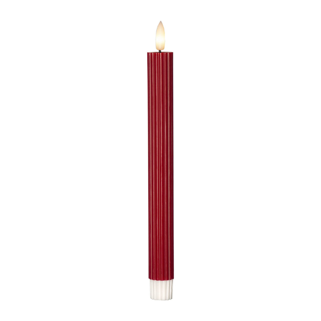 LED-kubbelys Flamme Stripe rød 25 cm montert i dekorasjon