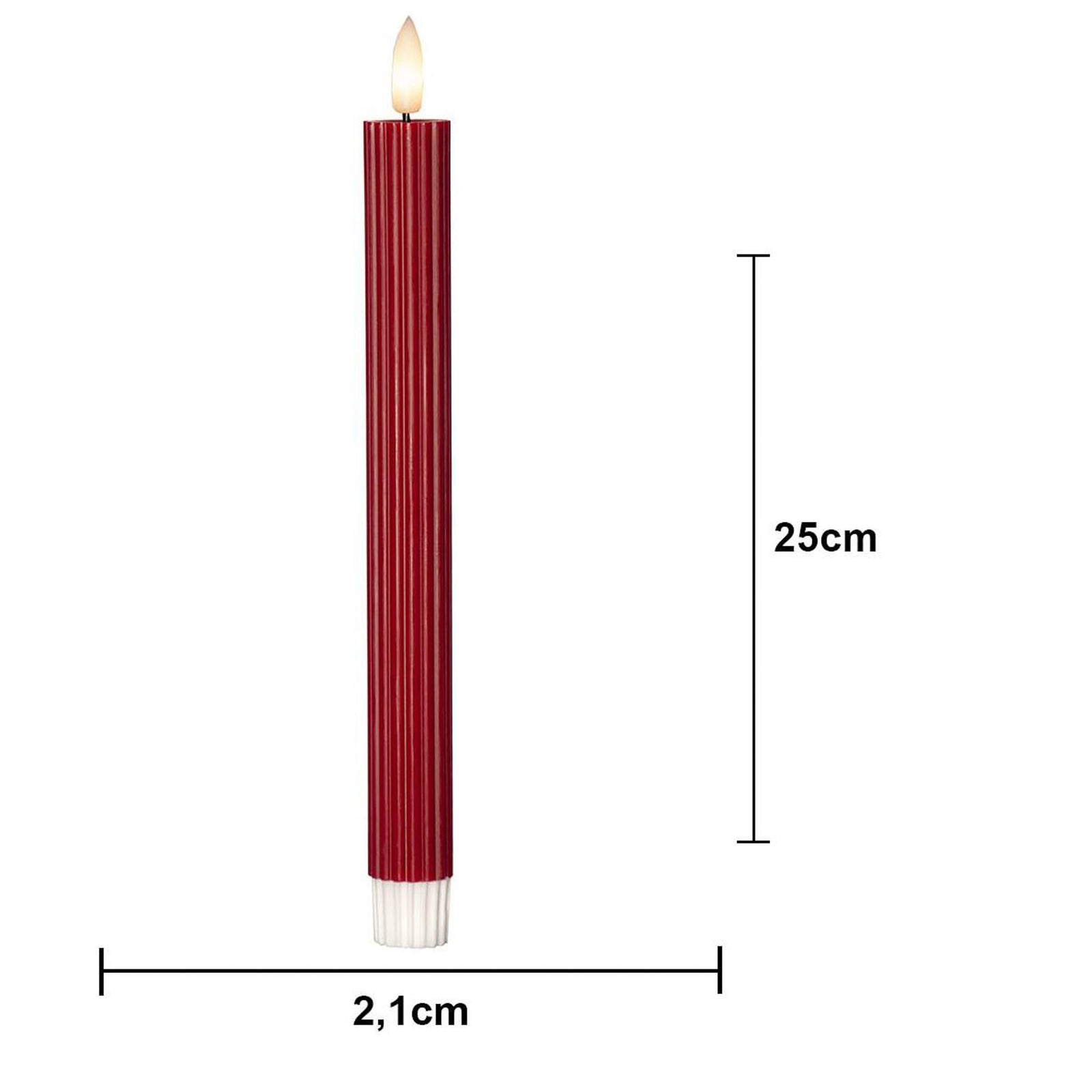 LED-kubbelys Flamme Stripe rød 25 cm nærbilde av flamme