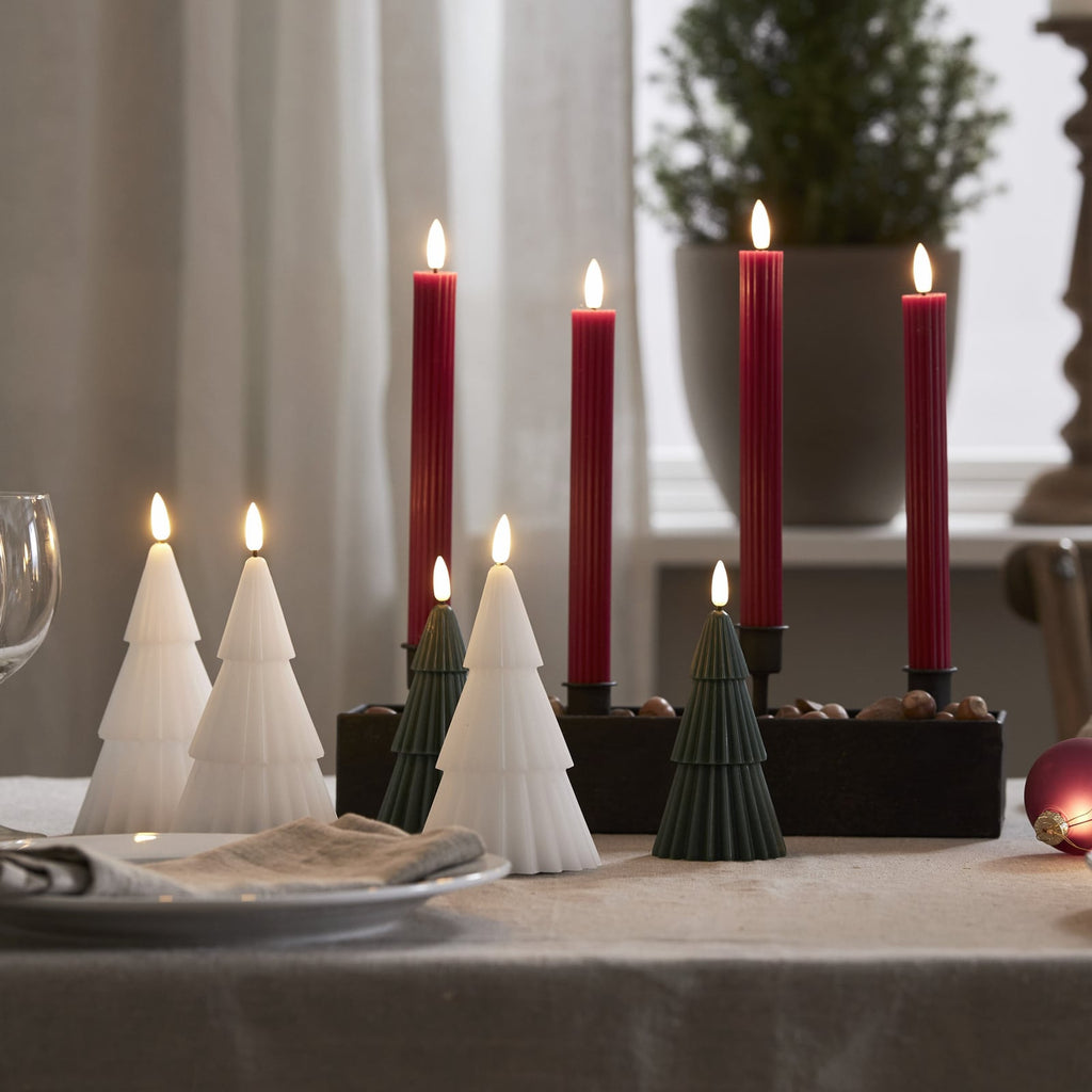 LED-kubbelys Flamme Stripe rød 25 cm med på/av-bryter