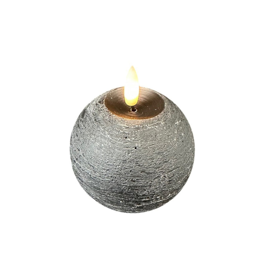 LED-kubbelys kuleform svart ekte voks Ø7,5 cm med timer - STERNTALER forfra