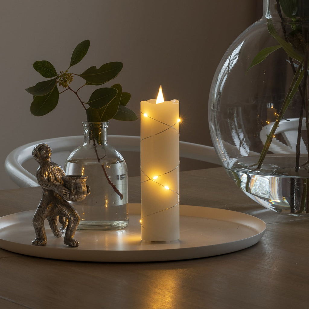 LED-kubbelys ekte voks kremfarget ravgul 17,8 cm Konstsmide Christmas forfra