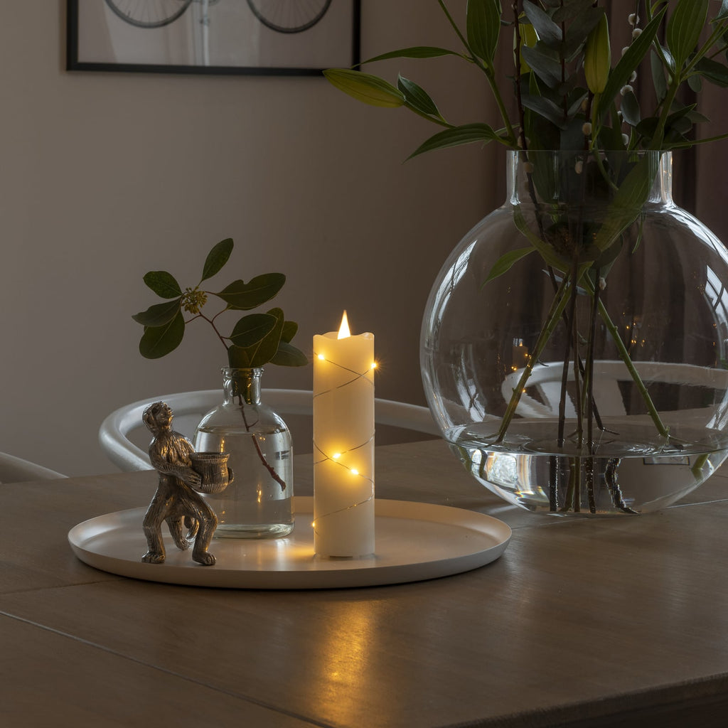 LED-kubbelys ekte voks kremfarget ravgul 17,8 cm Konstsmide Christmas bakside