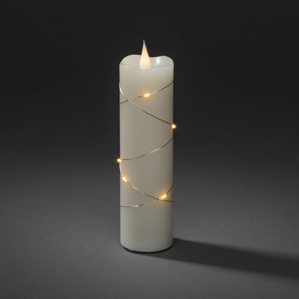 LED-kubbelys ekte voks kremfarget ravgul 17,8 cm Konstsmide Christmas montert