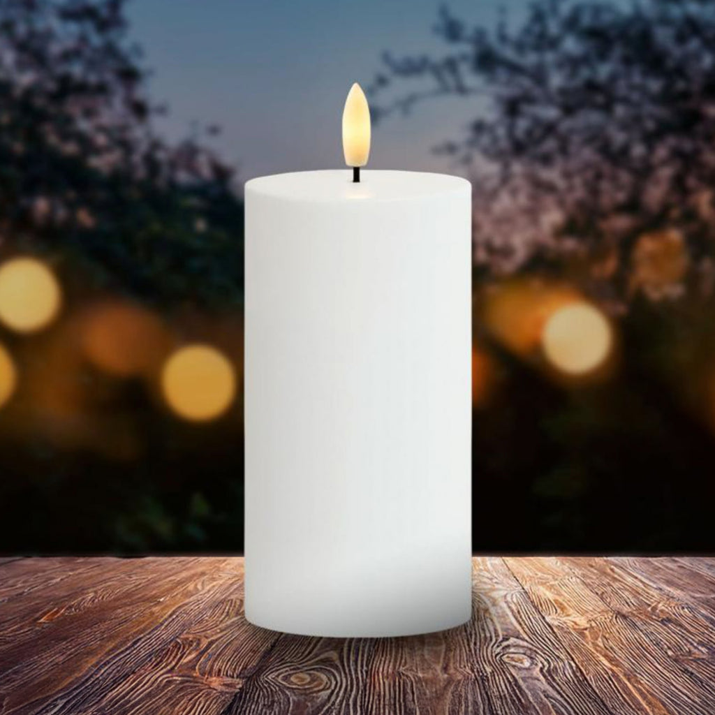 LED-kubbelys Sille solcelle ekte voks hvit H15 cm forfra