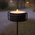 LED-kubbelys Torch Candle svart metall og voks forfra