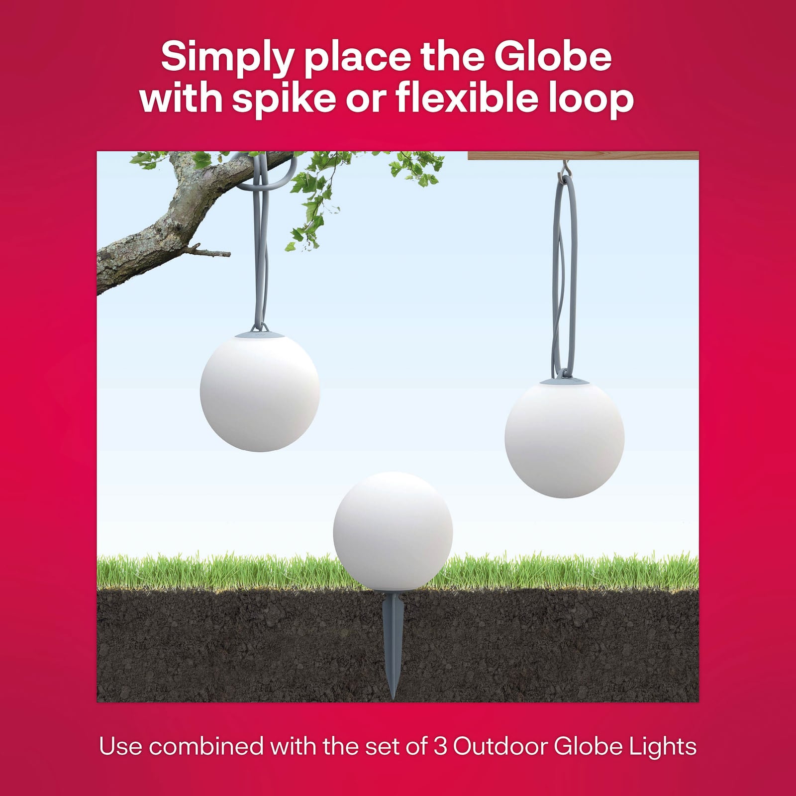 LED kulelampe Smart Outdoor Globe RGB tillegg med jordspyd