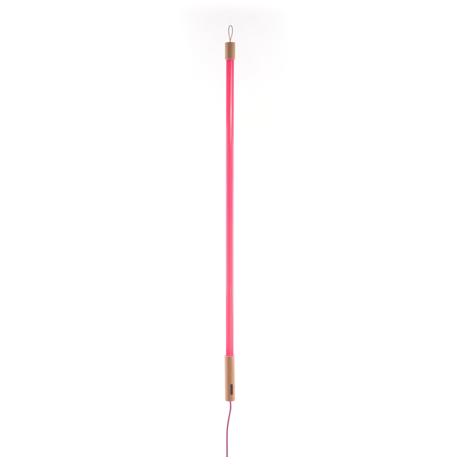 LED lampe Linea rørformet glass/tre fuchsia 135 cm forfra