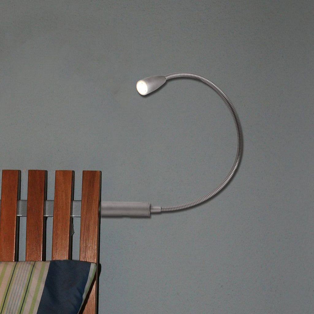 LED leselampe Berta med fleksarm sølv 45 cm forfra