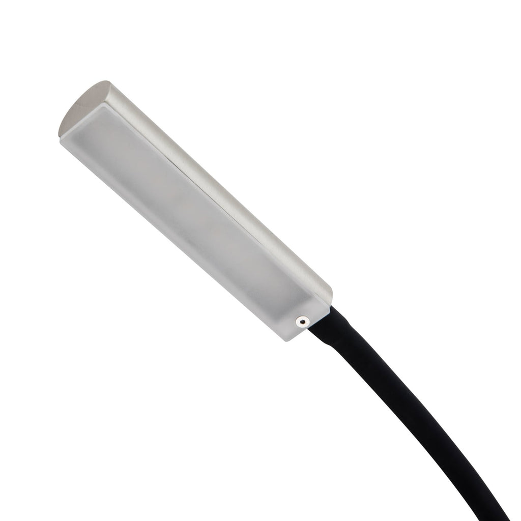 LED leselampe Flexola dimbar nikkel 4W med støpsel sideprofil