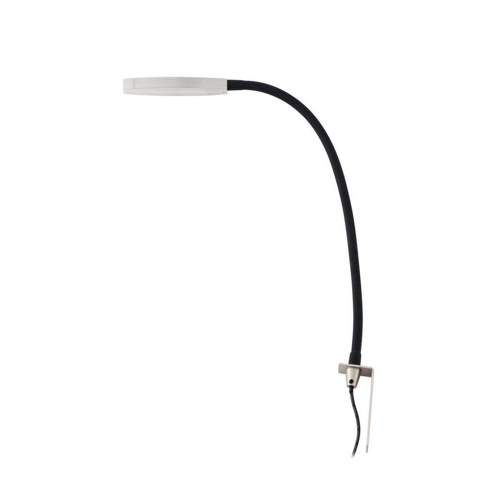 Detalj av LED leselampe Flexola dimbar nikkel med klemme arm