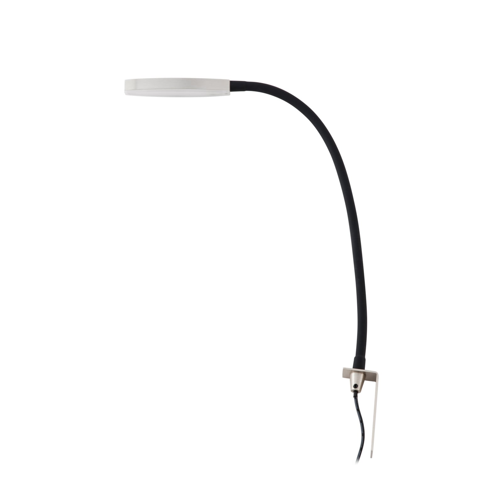 Detalj av LED leselampe Flexola dimbar nikkel med klemme arm