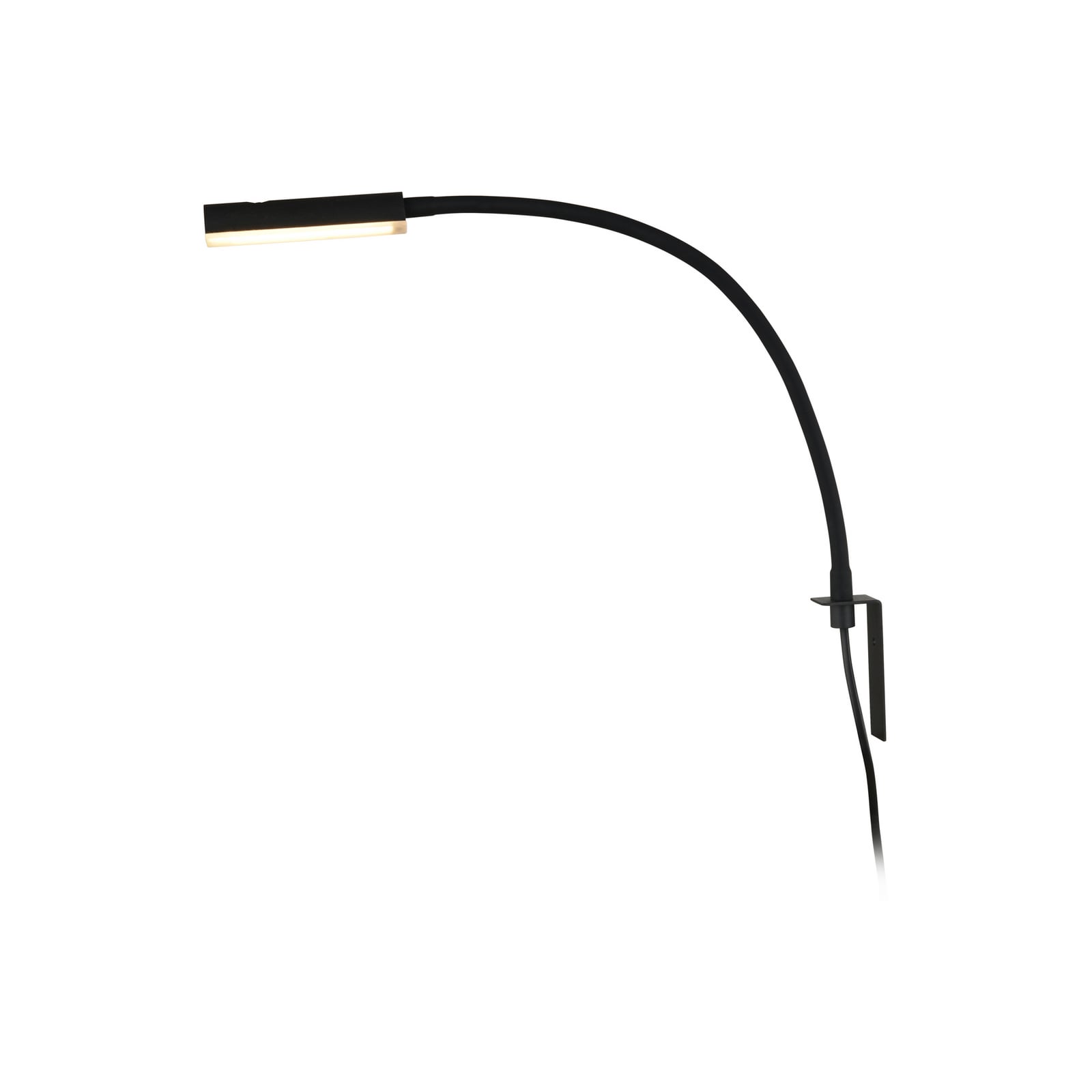 Detalj av fleksarm på LED leselampe Flexola svart dimbar 4W