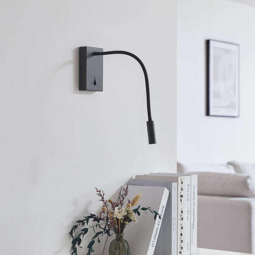 LED leselampe Hetti svart metall med bryter bakside