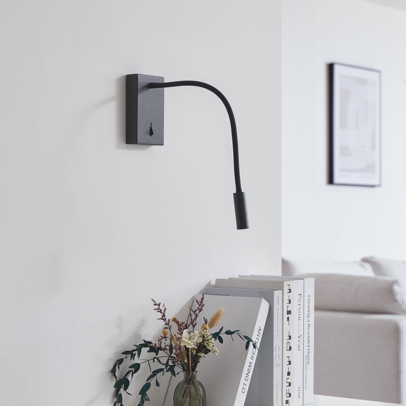 LED leselampe Hetti svart metall med bryter bakside
