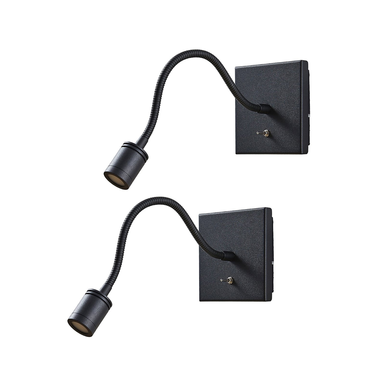 LED leselampe Mayar 2-pk svart med bryter forfra