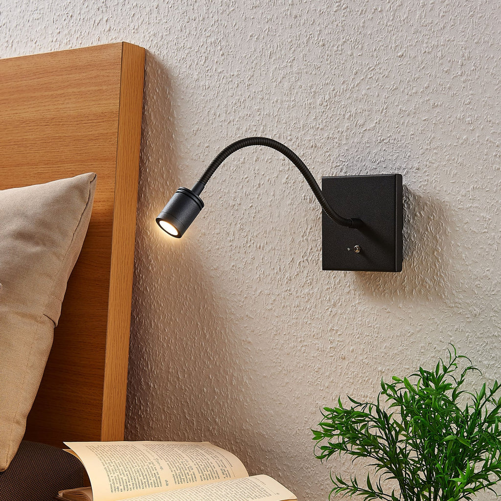 LED leselampe Mayar 2-pk svart med bryter bakside