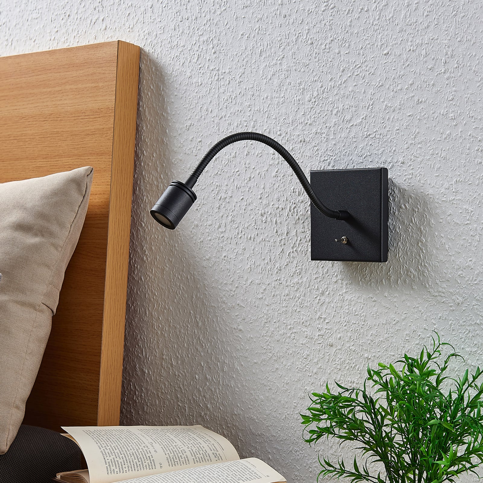 LED leselampe Mayar 2-pk svart med bryter detalj av arm