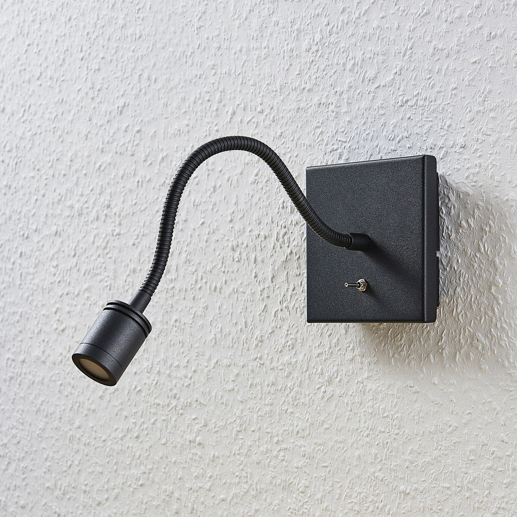 LED leselampe Mayar 2-pk svart med bryter arm vinklet