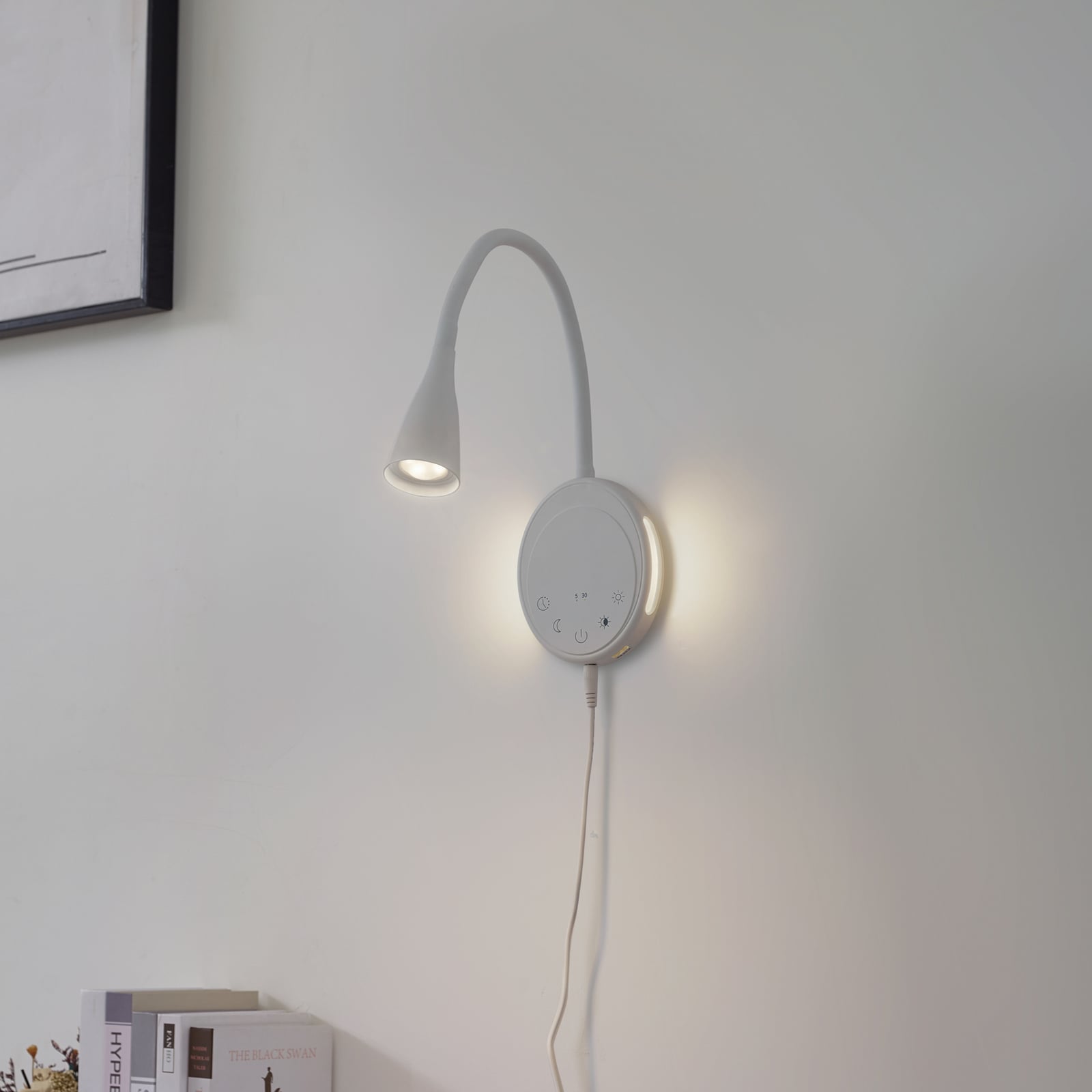 LED leselampe Zayna dimbar CCT USB hvit bakside
