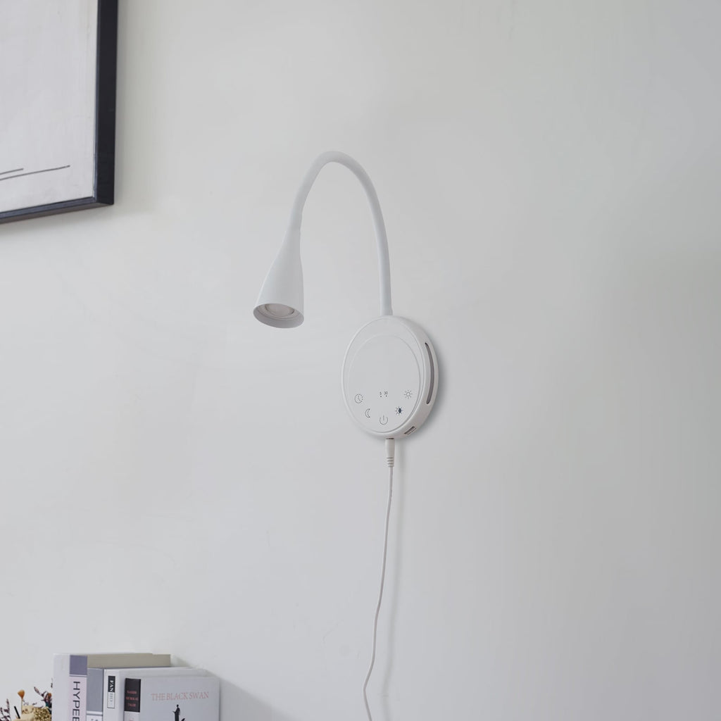 LED leselampe Zayna dimbar CCT USB hvit detalj av fleksibel arm