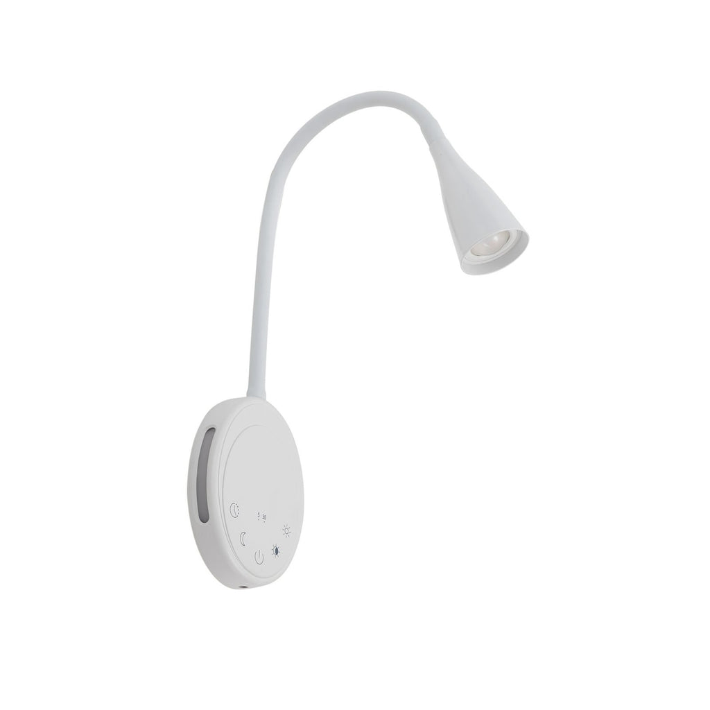 LED leselampe Zayna dimbar CCT USB hvit montert på vegg